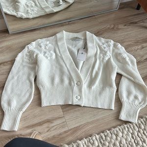 7 for all mankind cropped cotton cardigan sweater